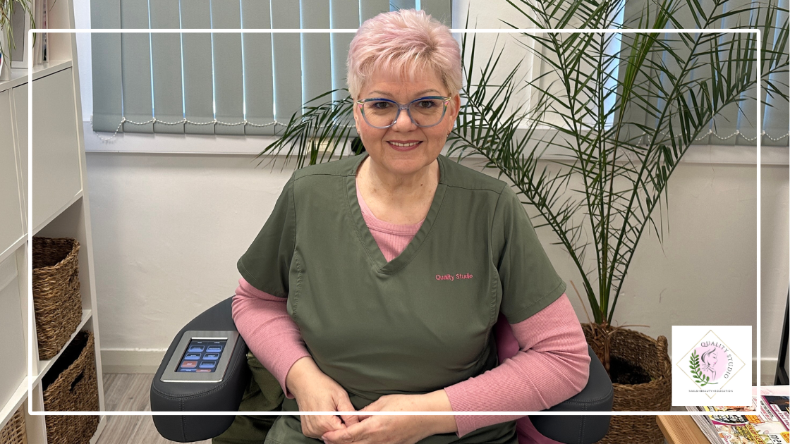 Suzana Fecsik in the private Quality Studio & Academy treatment room in Derby.